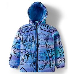 Pine Kids Marvel Woven Full Sleeves Hooded Padded Jacket with Avengers Graphic - Blue