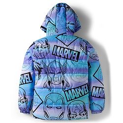 Pine Kids Marvel Woven Full Sleeves Hooded Padded Jacket with Avengers Graphic - Blue