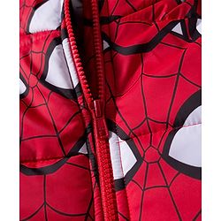 Pine Kids Marvel Woven Full Sleeves Hooded Padded Jacket with Spider man Print - Red