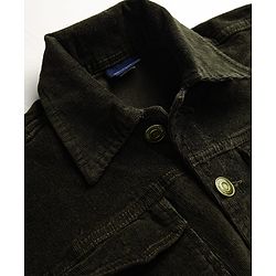 Pine Kids Cotton Woven Full Sleeves Solid Coloured Jacket - Olive Green