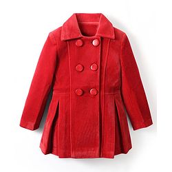 Pine Kids Woven Full Sleeves Solid Color Overcoat - Red