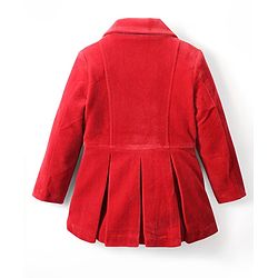 Pine Kids Woven Full Sleeves Solid Color Overcoat - Red