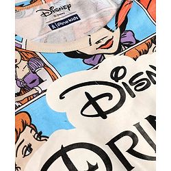 Pine Kids Disney Single Jersey Knit Half Sleeves Frock with Disney Princess Print - Light Blue