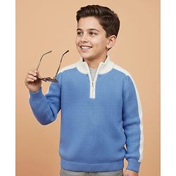 Pine Kids Knit Full Raglan Sleeves Pullover Sweater - Light Blue