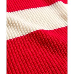 Pine Kids Knit Full Sleeves Pullover Turtle Neck Sweater with Stripe Design - Red & White