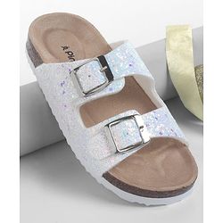Pine Kids Slip On Sequins Detailing  Party Sandal - White