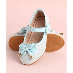 Pine Kids Velcro Closure Ballerina with Bow Applique - Aqua Blue
