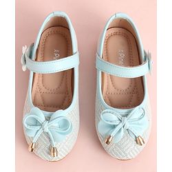 Pine Kids Velcro Closure Ballerina with Bow Applique - Aqua Blue