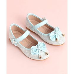 Pine Kids Velcro Closure Ballerina with Bow Applique - Aqua Blue