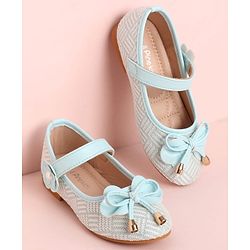 Pine Kids Velcro Closure Ballerina with Bow Applique - Aqua Blue