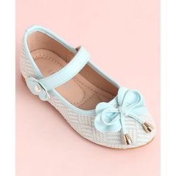 Pine Kids Velcro Closure Ballerina with Bow Applique - Aqua Blue
