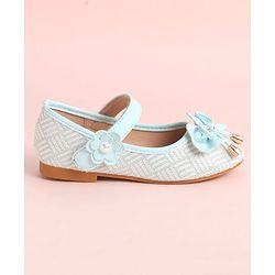 Pine Kids Velcro Closure Ballerina with Bow Applique - Aqua Blue
