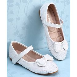 Pine Kids Velcro Closure Ballerina with Bow Applique - White