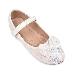 Pine Kids Velcro Closure Ballerina with Bow Applique - White