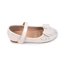 Pine Kids Velcro Closure Ballerina with Bow Applique - White