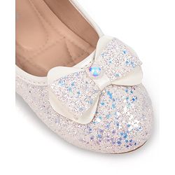 Pine Kids Velcro Closure Ballerina with Bow Applique - White