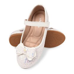 Pine Kids Velcro Closure Ballerina with Bow Applique - White