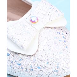 Pine Kids Velcro Closure Ballerina with Bow Applique - White