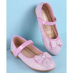 Pine Kids Velcro Closure Ballerina with Bow Applique - White