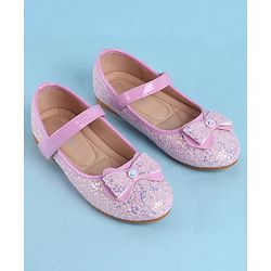 Pine Kids Velcro Closure Ballerina with Bow Applique - White