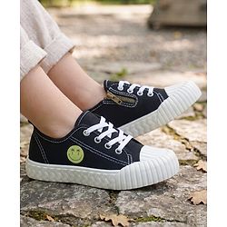 Pine Kids Casual Shoes With Smiley Design - Black