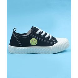 Pine Kids Casual Shoes With Smiley Design - Black