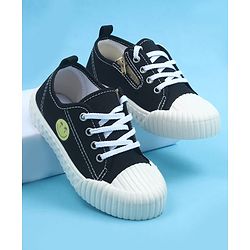 Pine Kids Casual Shoes With Smiley Design - Black