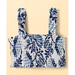 Pine Kids Sleeveless Floral Printed Indo Western Set - Blue