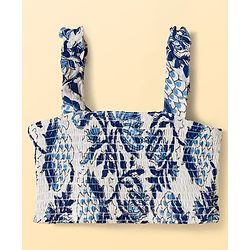 Pine Kids Sleeveless Floral Printed Indo Western Set - Blue