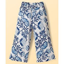Pine Kids Sleeveless Floral Printed Indo Western Set - Blue