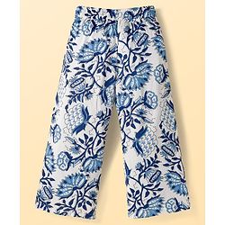 Pine Kids Sleeveless Floral Printed Indo Western Set - Blue