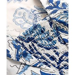 Pine Kids Sleeveless Floral Printed Indo Western Set - Blue