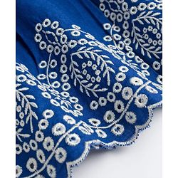 Pine Kids Cotton Woven Full Sleeves Pintuck & Embroidered Detailing Top & Pant Set - Blue