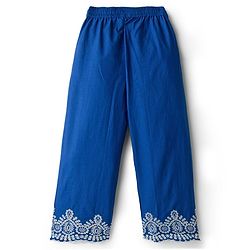 Pine Kids Cotton Woven Full Sleeves Pintuck & Embroidered Detailing Top & Pant Set - Blue