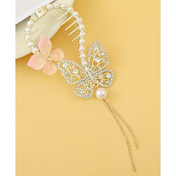 Pine Kids Free Size Hair Pin With Butterfly Applique - Off White