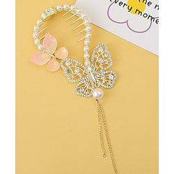 Pine Kids Free Size Hair Pin With Butterfly Applique - Off White