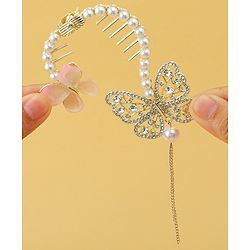 Pine Kids Free Size Hair Pin With Butterfly Applique - Off White