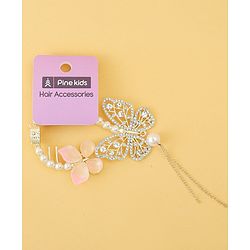 Pine Kids Free Size Hair Pin With Butterfly Applique - Off White