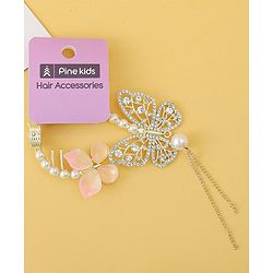Pine Kids Free Size Hair Pin With Butterfly Applique - Off White