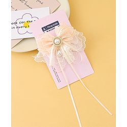 Pine Kids Bow & Butterfly Clip with Lace Detailing Free Size - White