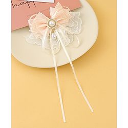 Pine Kids Bow & Butterfly Clip with Lace Detailing Free Size - White