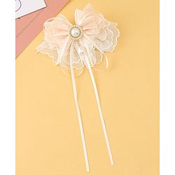 Pine Kids Bow & Butterfly Clip with Lace Detailing Free Size - White