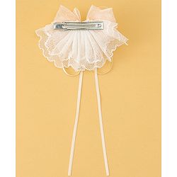 Pine Kids Bow & Butterfly Clip with Lace Detailing Free Size - White