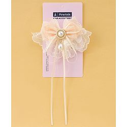 Pine Kids Bow & Butterfly Clip with Lace Detailing Free Size - White