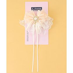 Pine Kids Bow & Butterfly Clip with Lace Detailing Free Size - White