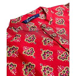 Pine Kids Cotton Woven Full Sleeves Floral Printed Kurta - Red