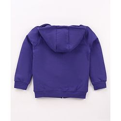 Pine Kids Cotton Knit Full Sleeves Hooded SweatJacket with Sequined Star Design - Purple