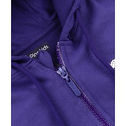 Pine Kids Cotton Knit Full Sleeves Hooded SweatJacket with Sequined Star Design - Purple