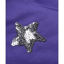 Pine Kids Cotton Knit Full Sleeves Hooded SweatJacket with Sequined Star Design - Purple