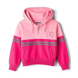 Pine Kids Cotton Knit Full Sleeves Hooded Sweatshirt with Cut & Sew Design - Pink